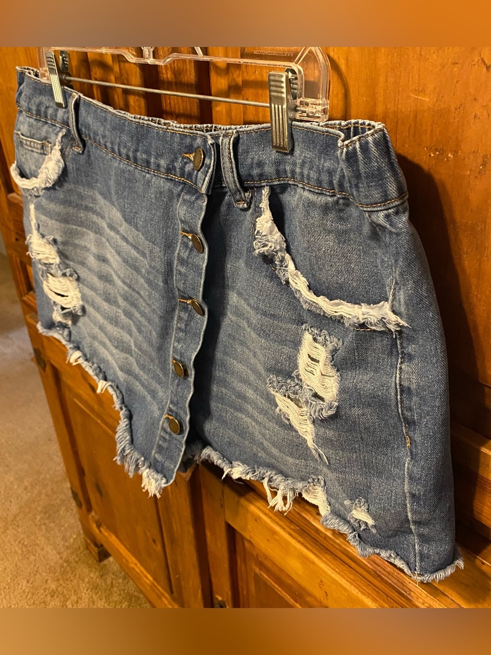 Y2K Grunge Goth Distressed Asymmetrical Denim Skort Raw Hem Plus 3X skirt